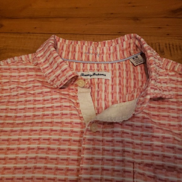Tommy Bahama Mens Silk Shirt Pink‎ Medium - Picture 2 of 3